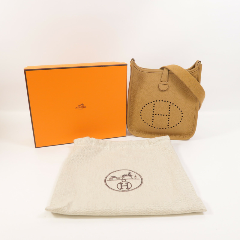 HERMES Clemence皮革Evelyne TPM肩背袋Biscuit-8