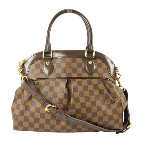LOUIS VUITTON Damier Trevi金扣手挽肩背兩用袋