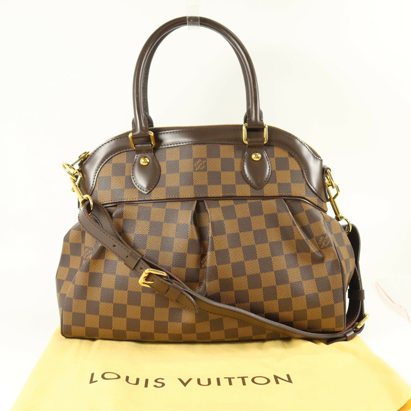 LOUIS VUITTON Damier Trevi金扣手挽肩背兩用袋-9