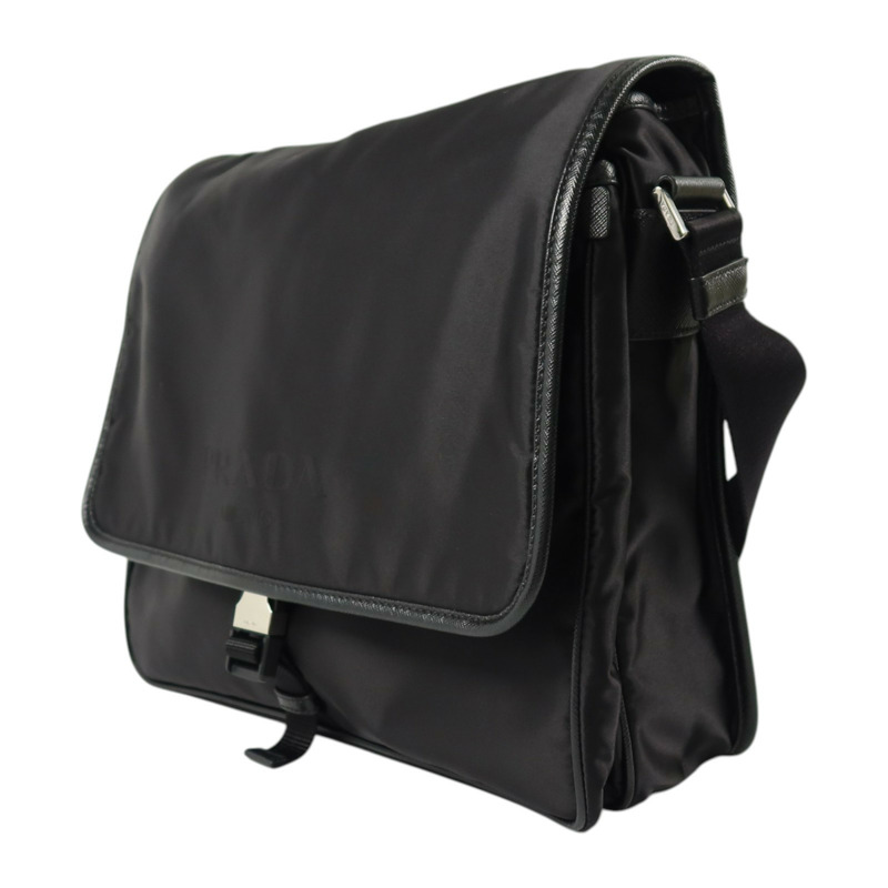 PRADA 尼龍Messenger Bag銀扣肩背袋-2