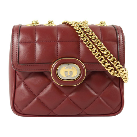 GUCCI 牛皮皮革Decco Mini Chain Shoulder Bag金扣鏈帶肩背袋