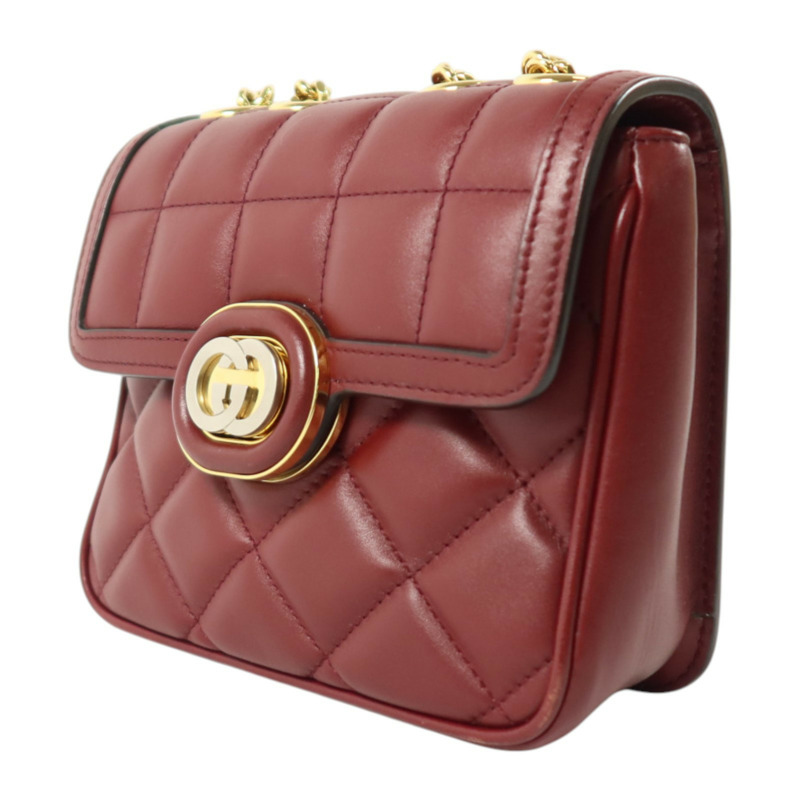 GUCCI 牛皮皮革Decco Mini Chain Shoulder Bag金扣鏈帶肩背袋-2