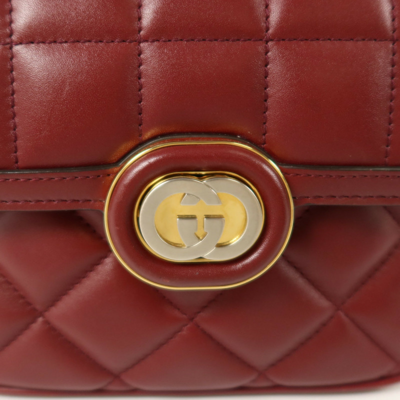 GUCCI 牛皮皮革Decco Mini Chain Shoulder Bag金扣鏈帶肩背袋-7