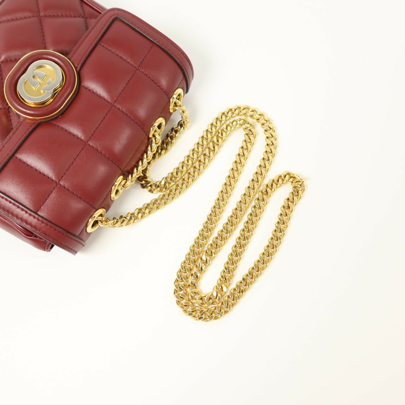 GUCCI 牛皮皮革Decco Mini Chain Shoulder Bag金扣鏈帶肩背袋-8