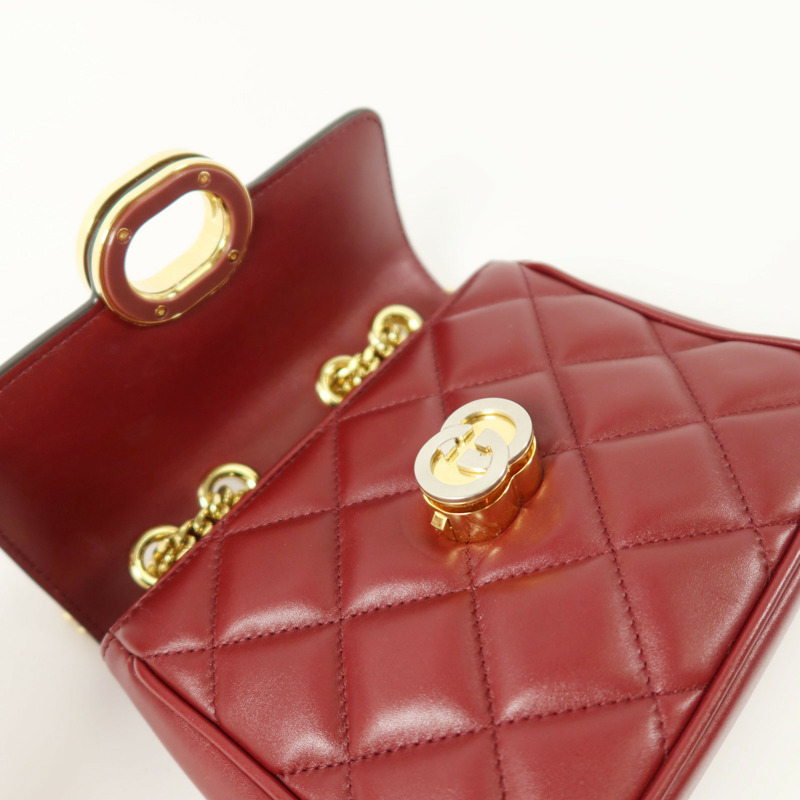 GUCCI 牛皮皮革Decco Mini Chain Shoulder Bag金扣鏈帶肩背袋-9