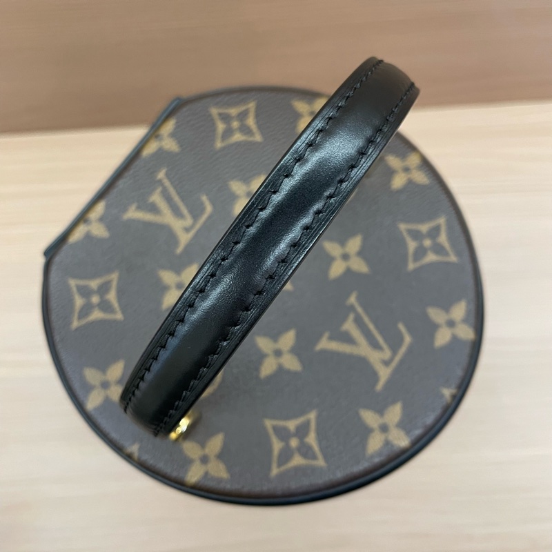 lv路易威登 Cannes焦糖老花发财桶 牛皮 中號  芯片款 手提单肩斜挎包 有塵袋 無盒子-5
