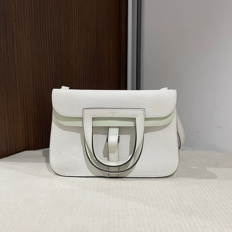 Hermes/愛馬仕  Halzan 25  尺寸24*17*6  新白色內拼氣泡綠超清爽 B刻（2023年） 多種背法-0