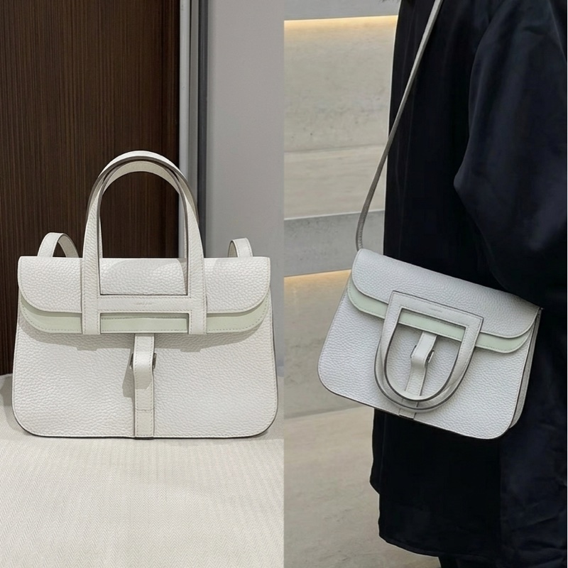 Hermes/愛馬仕  Halzan 25  尺寸24*17*6  新白色內拼氣泡綠超清爽 B刻（2023年） 多種背法-9