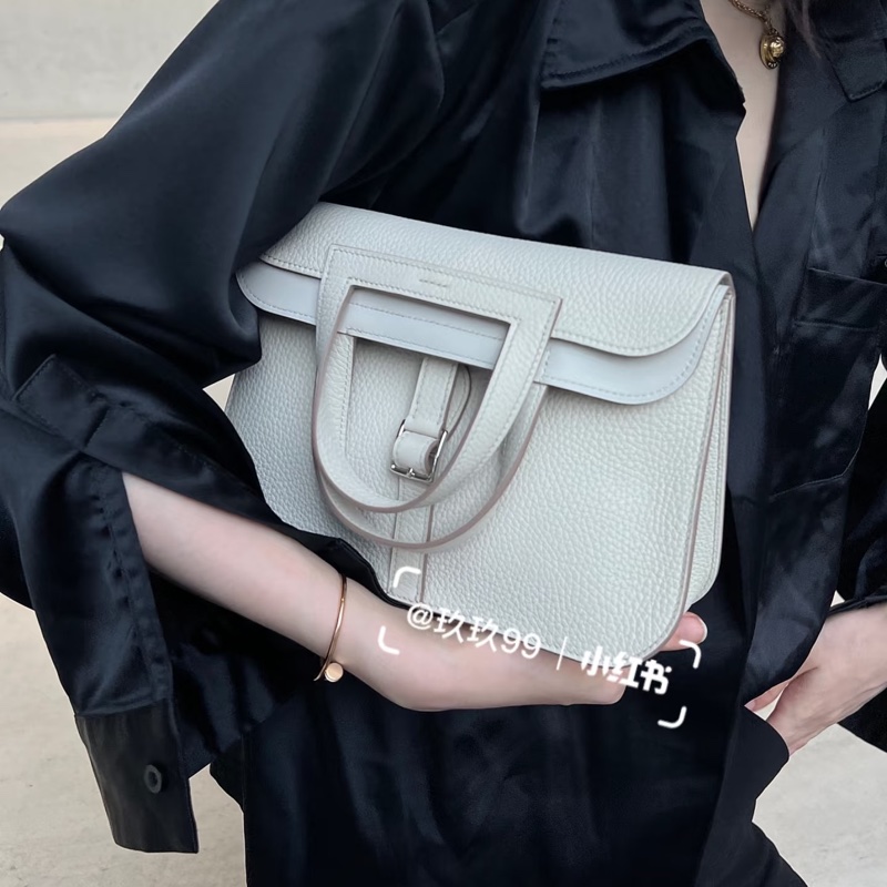Hermes/愛馬仕  Halzan 25  尺寸24*17*6  新白色內拼氣泡綠超清爽 B刻（2023年） 多種背法-10