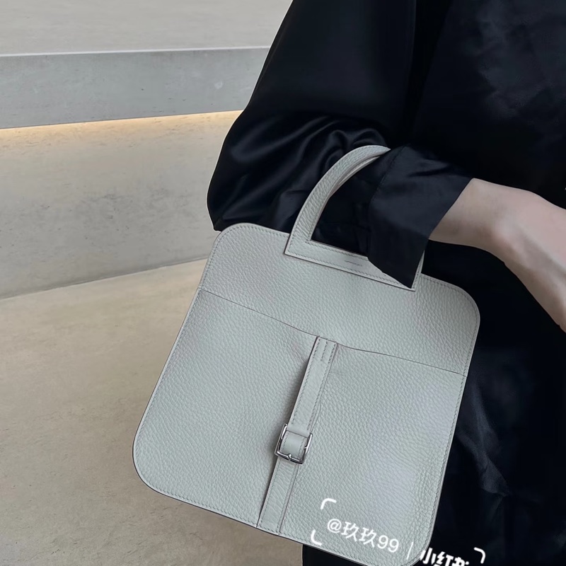 Hermes/愛馬仕  Halzan 25  尺寸24*17*6  新白色內拼氣泡綠超清爽 B刻（2023年） 多種背法-11