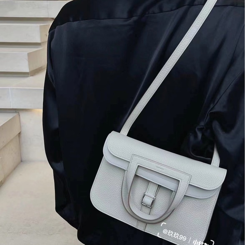 Hermes/愛馬仕  Halzan 25  尺寸24*17*6  新白色內拼氣泡綠超清爽 B刻（2023年） 多種背法-14