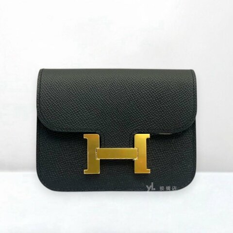 S5452-Hermes Mini Constance Slim Epsom 89黑色金釦短夾