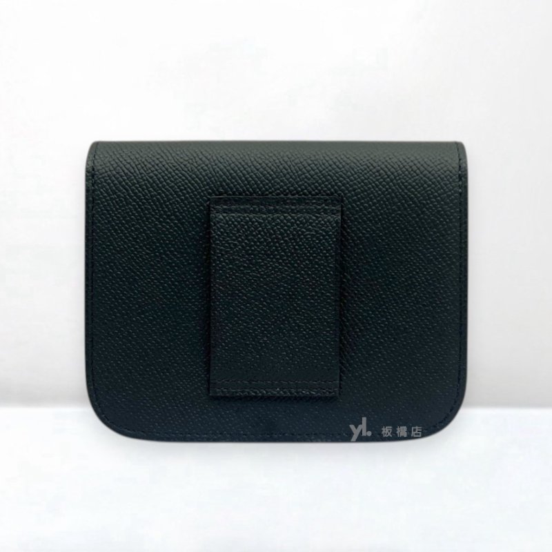 S5452-Hermes Mini Constance Slim Epsom 89黑色金釦短夾-3