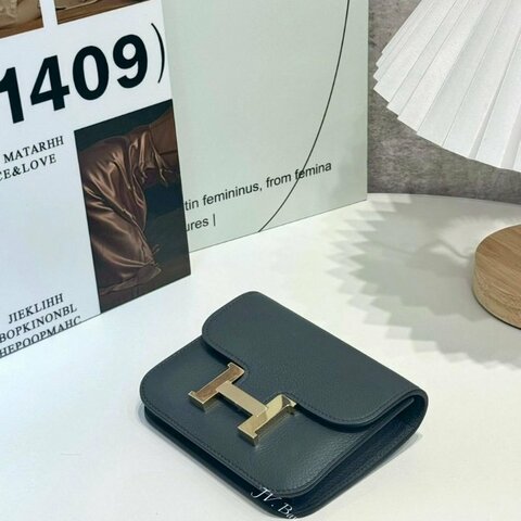 S5452-Hermes Mini Constance Slim Epsom 89黑色金釦短夾