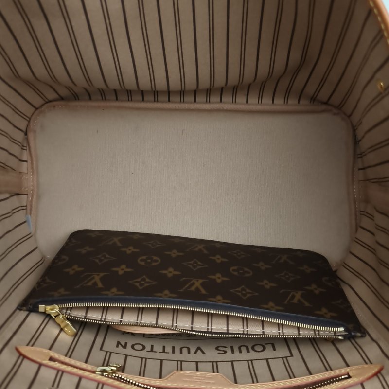 LOUIS VUITTON Neverfull中號31米色內裏老花PVC金扣2019肩背包-4