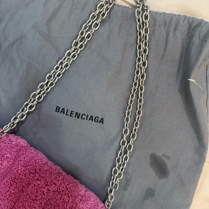 Balenciaga 粉粉可愛 毛巾布BB鏈包 wallet on chain-10