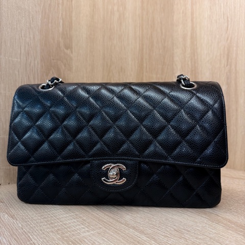 Chanel 黑銀釦荔枝牛皮 coco 25