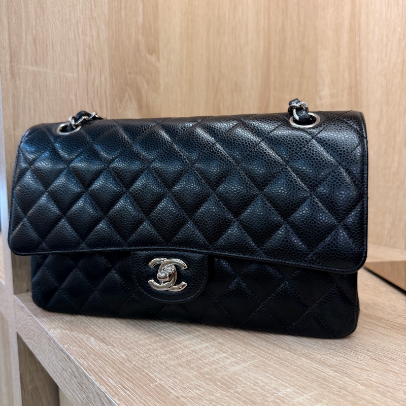 Chanel 黑銀釦荔枝牛皮 coco 25-1