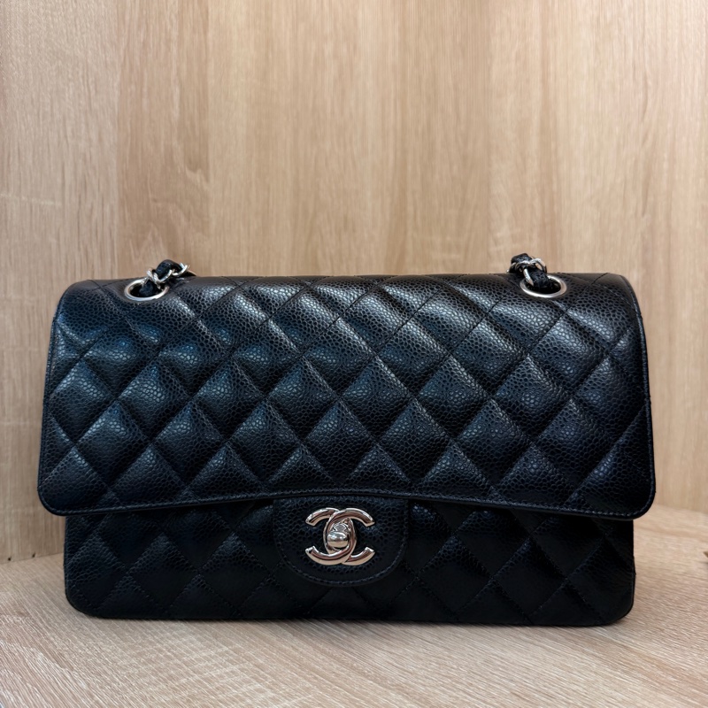 Chanel 黑銀釦荔枝牛皮 coco 25-2