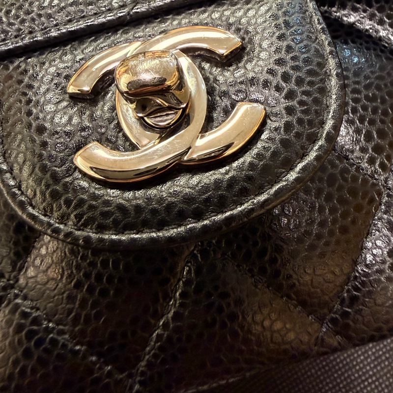 Chanel 黑銀釦荔枝牛皮 coco 25-6