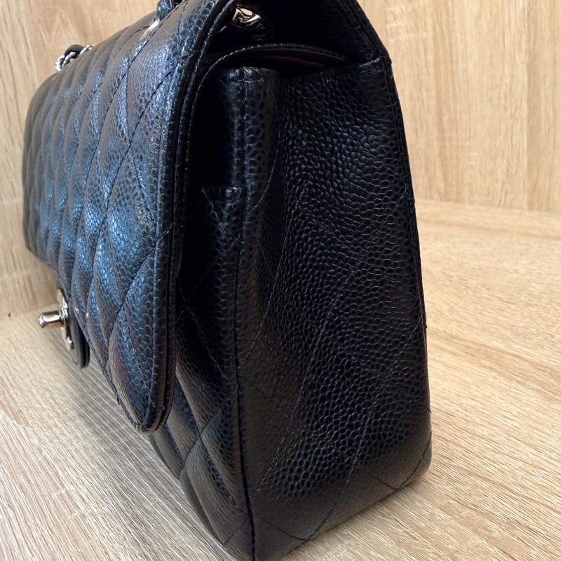 Chanel 黑銀釦荔枝牛皮 coco 25-10