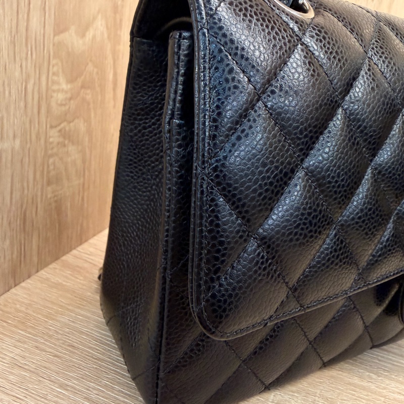 Chanel 黑銀釦荔枝牛皮 coco 25-11