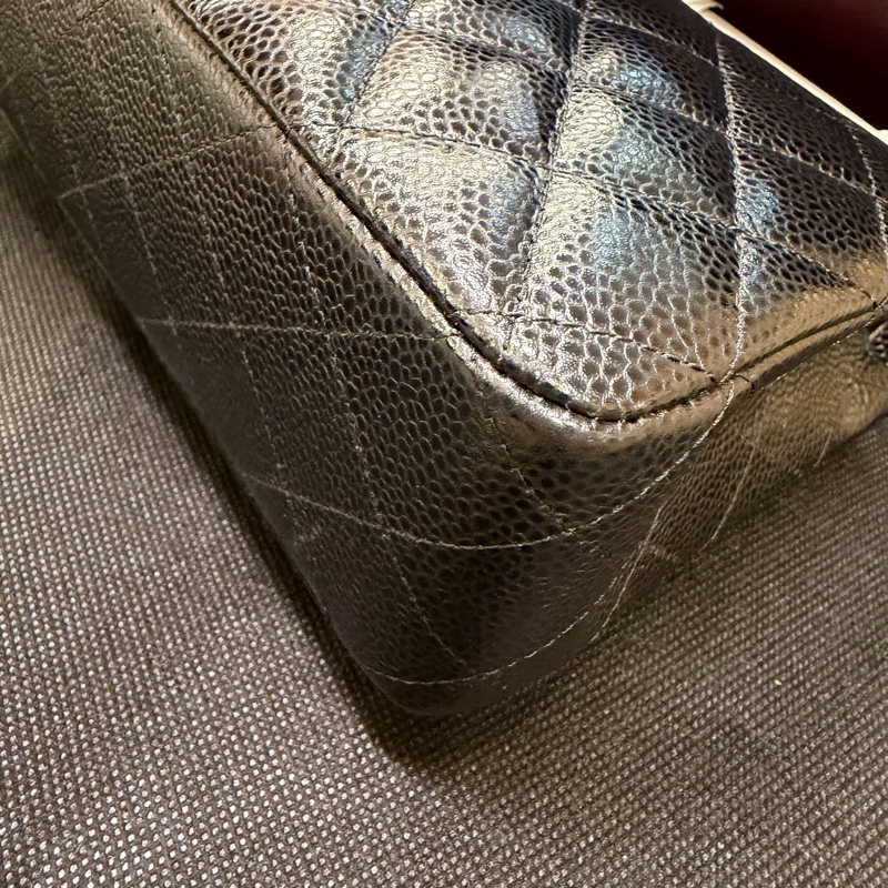 Chanel 黑銀釦荔枝牛皮 coco 25-12