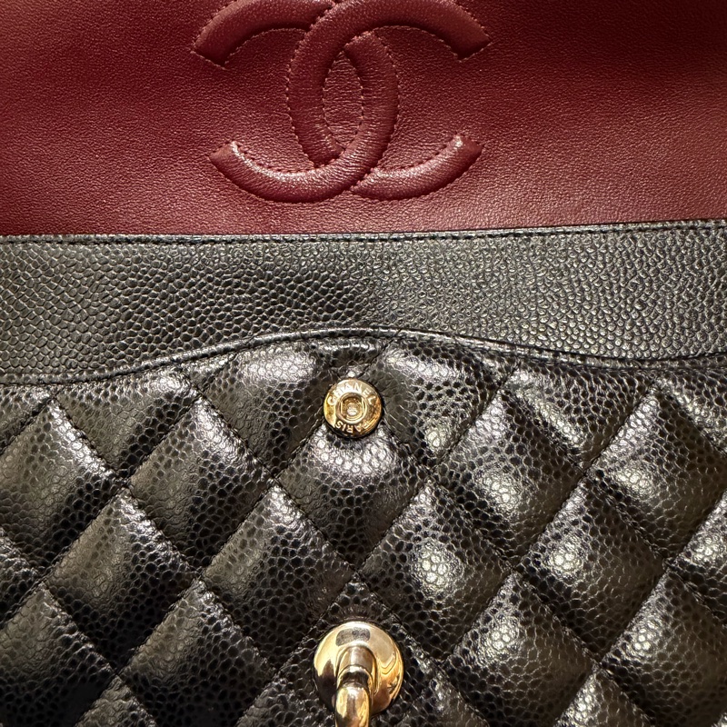 Chanel 黑銀釦荔枝牛皮 coco 25-19