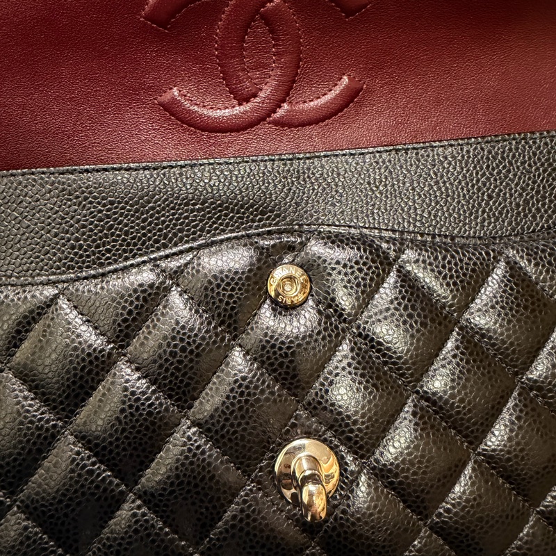 Chanel 黑銀釦荔枝牛皮 coco 25-20