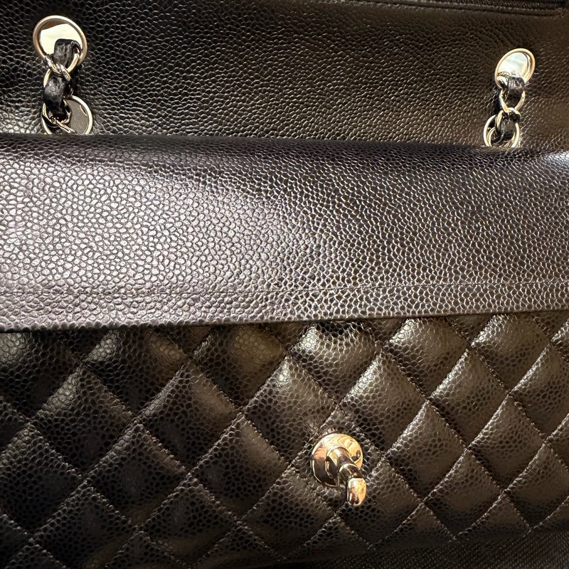 Chanel 黑銀釦荔枝牛皮 coco 25-21