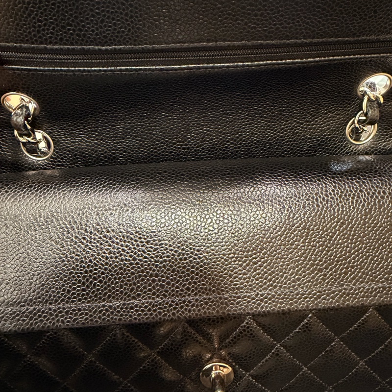 Chanel 黑銀釦荔枝牛皮 coco 25-30