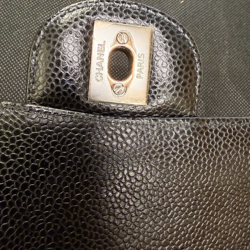 Chanel 黑銀釦荔枝牛皮 coco 25-31