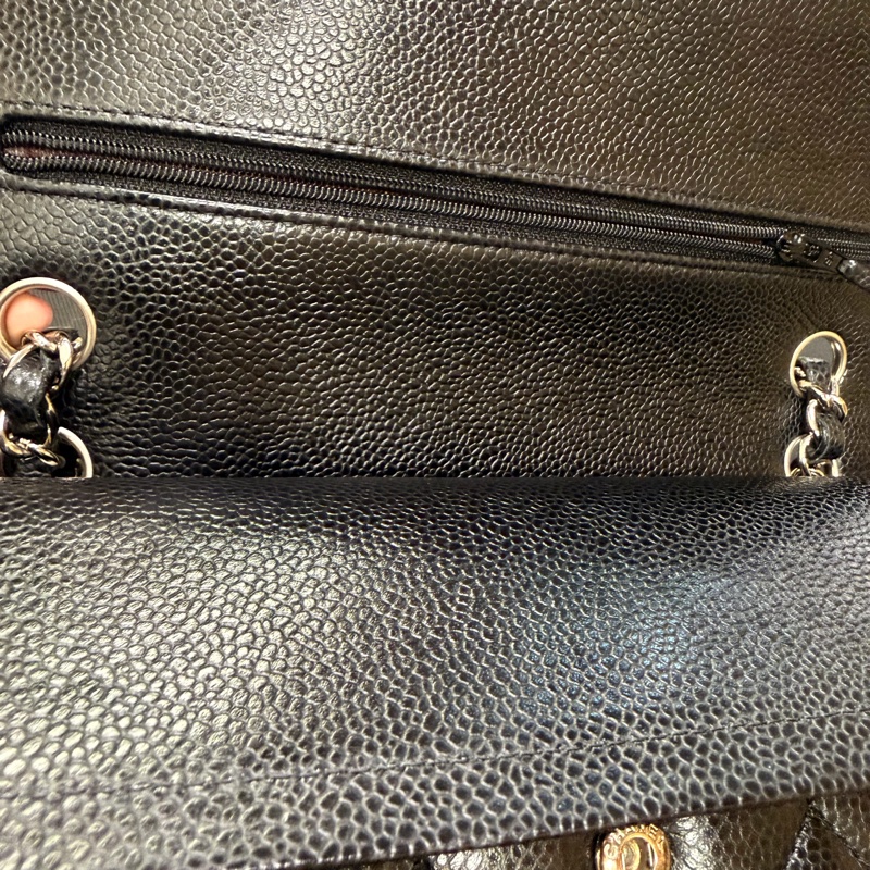 Chanel 黑銀釦荔枝牛皮 coco 25-35