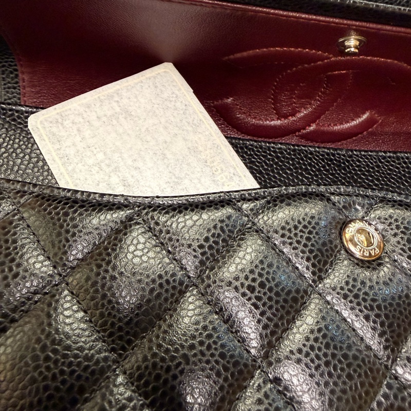 Chanel 黑銀釦荔枝牛皮 coco 25-36