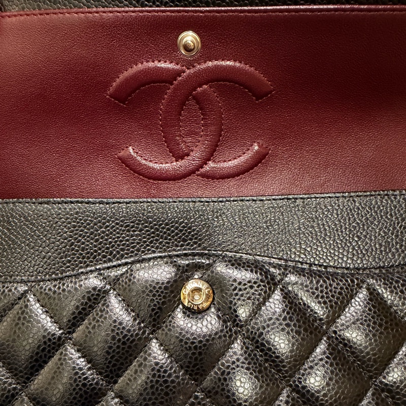 Chanel 黑銀釦荔枝牛皮 coco 25-37
