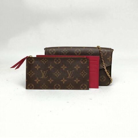 LOUIS VUITTON POCHETTEFELICIE三合一鏈條包老花PVC2016肩背包