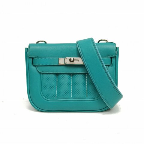 HERMES BerlineMini20孔雀藍Swift皮X刻銀扣肩背包