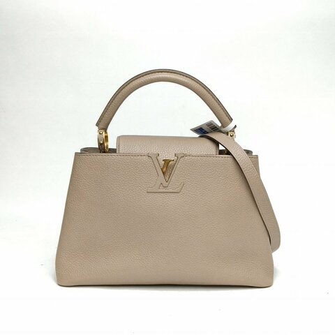 LOUIS VUITTON Capucines小號灰色牛皮金扣2017肩背包