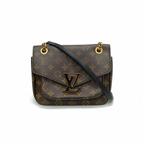 LOUIS VUITTON PASSY鏈條郵差包老花PVC晶片肩背包