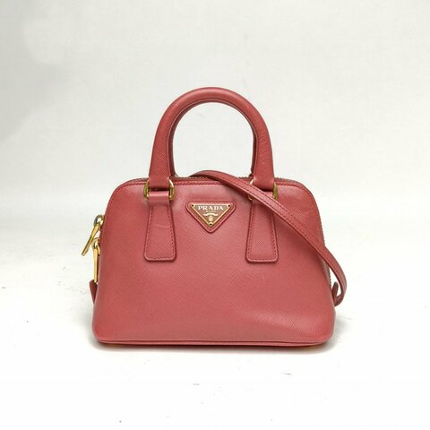 PRADA tophandle貝殼包Mini粉色牛皮肩背包
