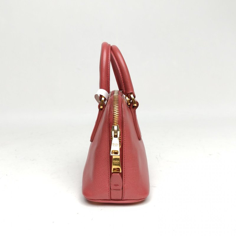 PRADA tophandle貝殼包Mini粉色牛皮肩背包-3