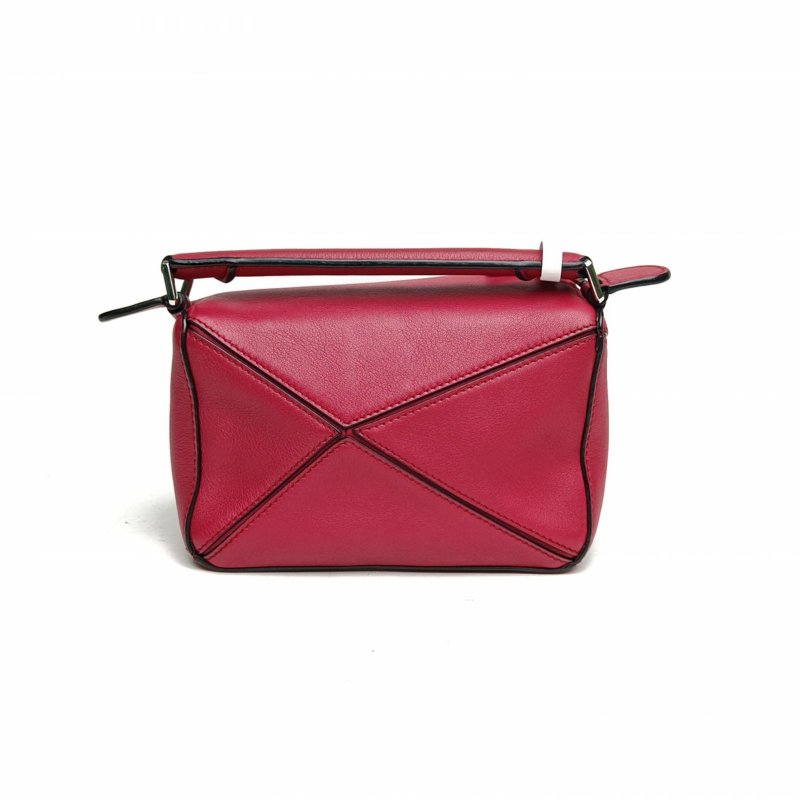 LOEWE Puzzle18幾何包迷你MINI玫紅牛皮肩背包-2