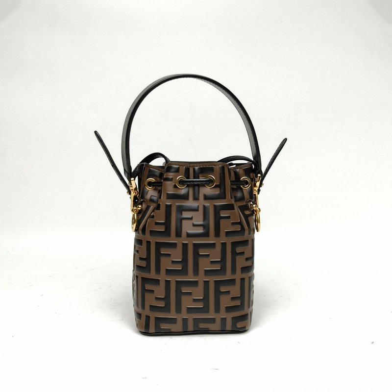 FENDI MONTRESOR迷你水桶包老花牛皮金扣肩背包-2