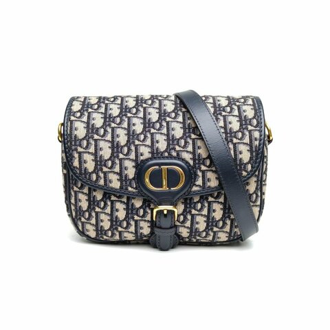 DIOR DiorBobby中號22藍色帆布金扣2020肩背包