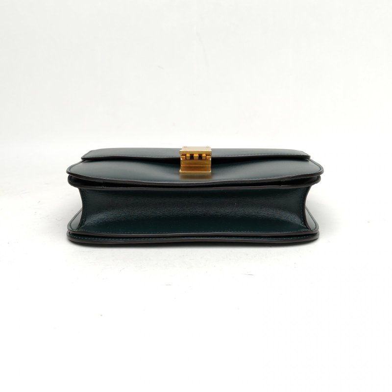 CELINE ClassicBox中號綠色牛皮金扣肩背包-4