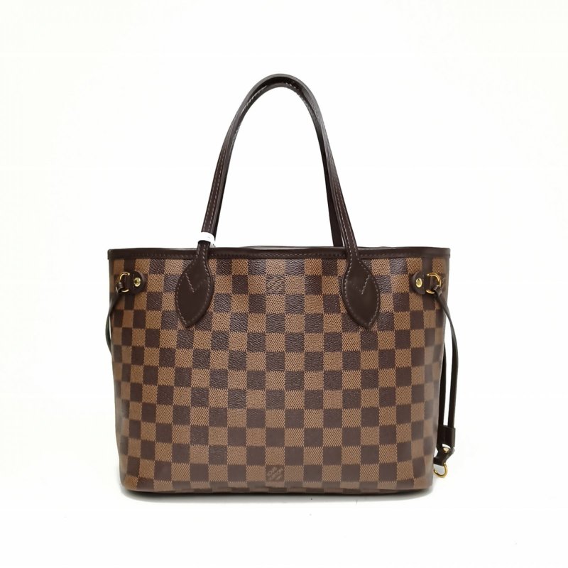 LOUIS VUITTON Neverfull小號棕色棋盤格PVC金扣2016肩背包-2