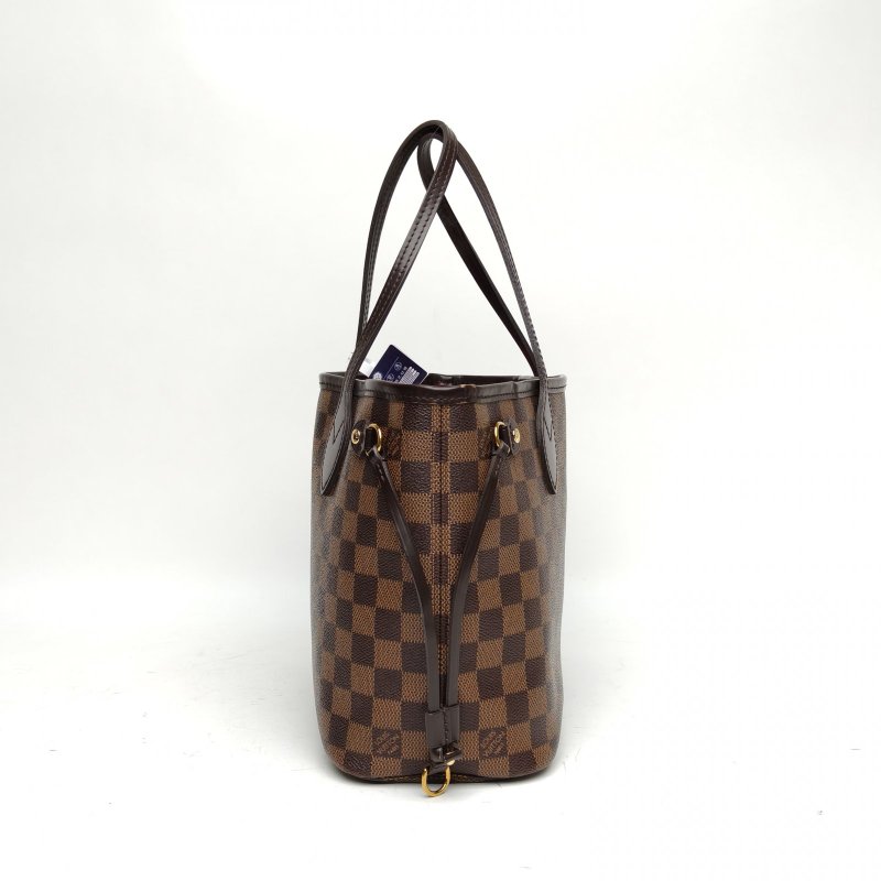 LOUIS VUITTON Neverfull小號棕色棋盤格PVC金扣2016肩背包-3