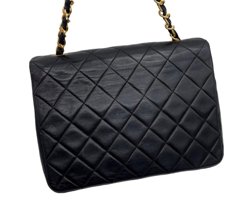 「JL精品代購」9新 Chanel 香奈兒黑金羊皮方胖-4