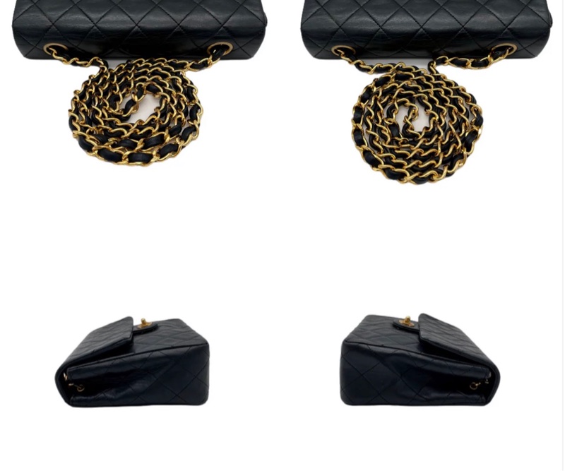 「JL精品代購」9新 Chanel 香奈兒黑金羊皮方胖-6