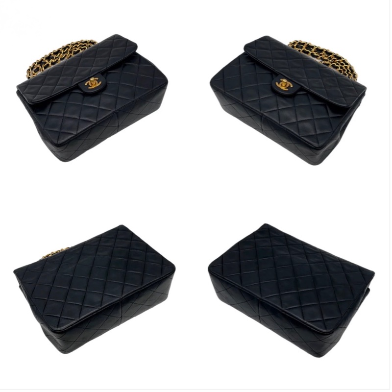 「JL精品代購」9新 Chanel 香奈兒黑金羊皮方胖-7